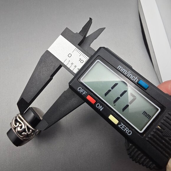 Sterling Silver 925 Black Onyx Statement Ring Size 8 Filigree Accent 8.68g - Picture 9 of 11